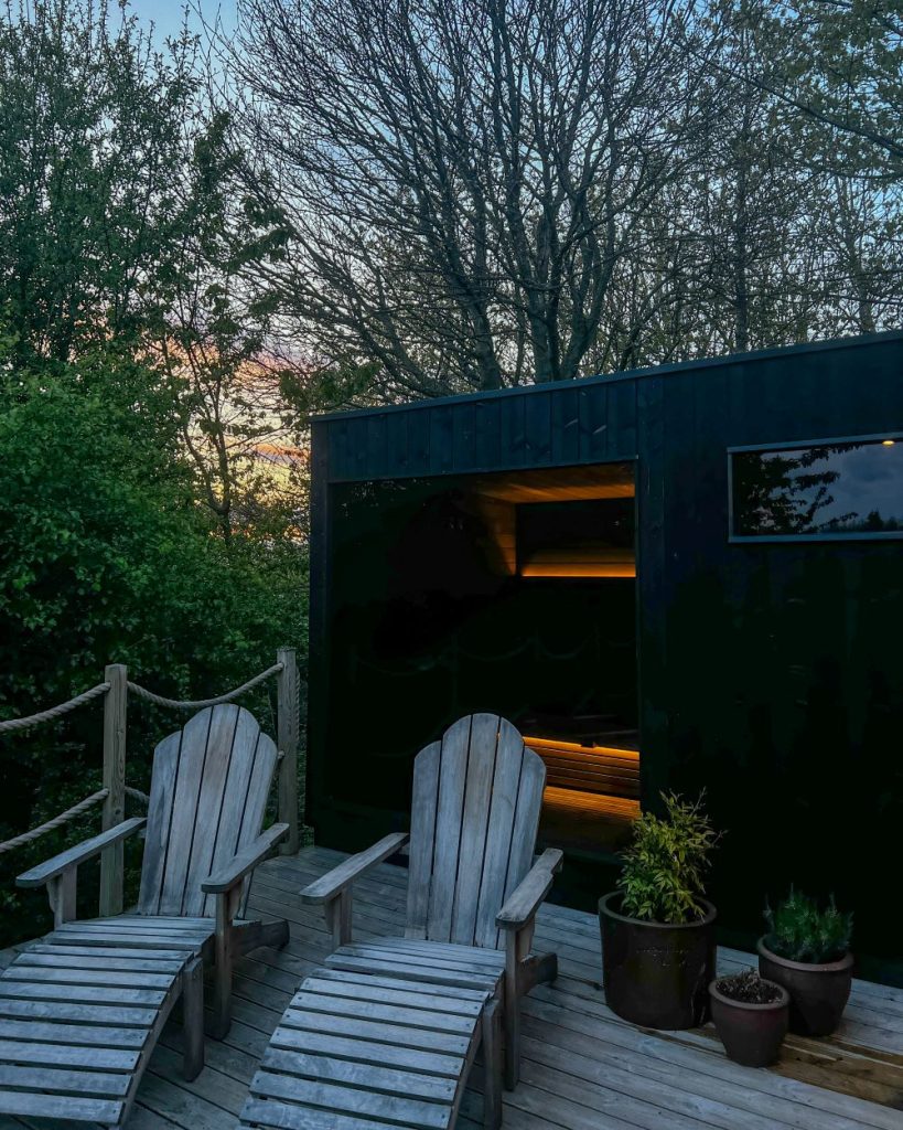 Hewn Yorkshire sauna outdoors