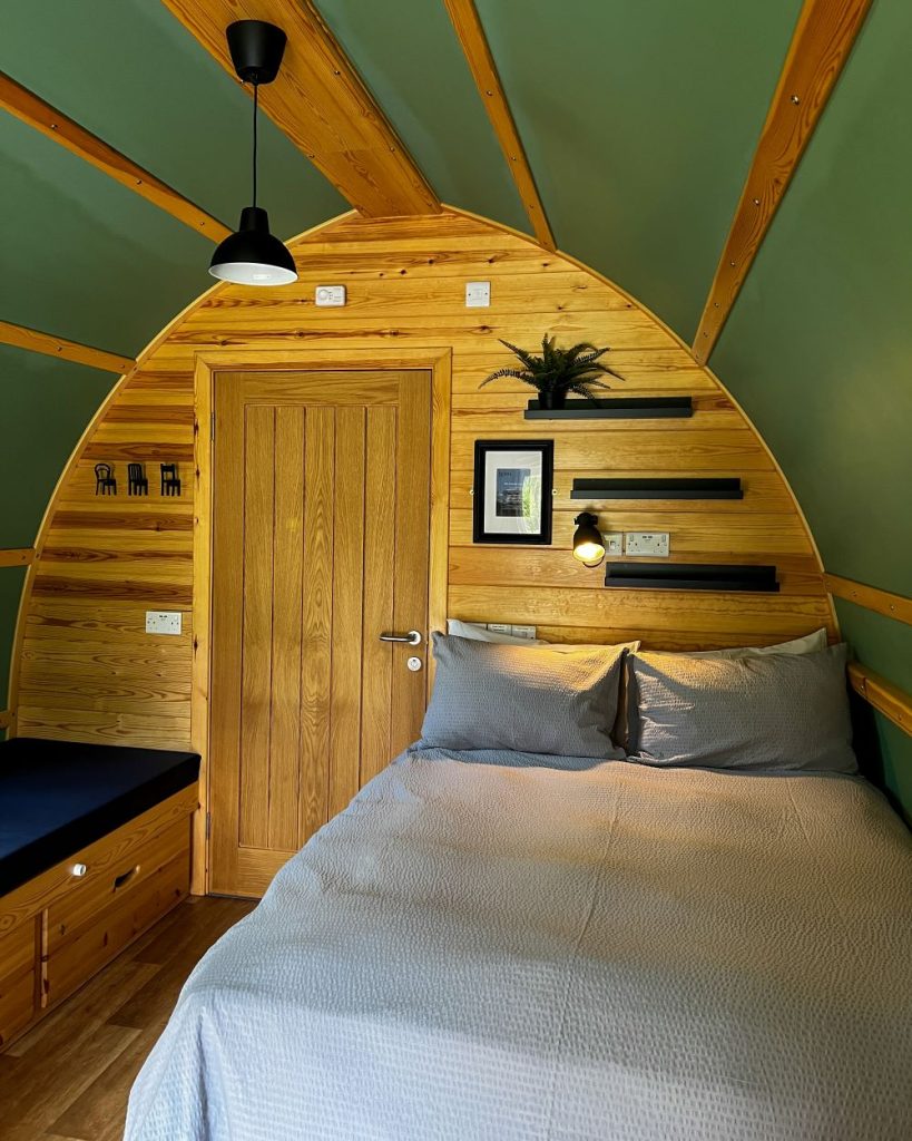 Hewn Yorkshire glamping foxwood pod interior